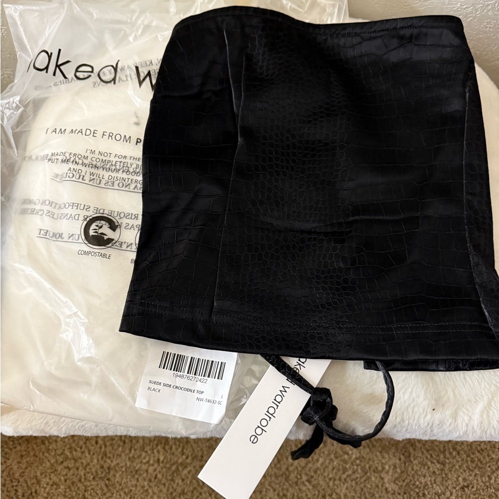 Naked Wardrobe Black Wrap Mini Top